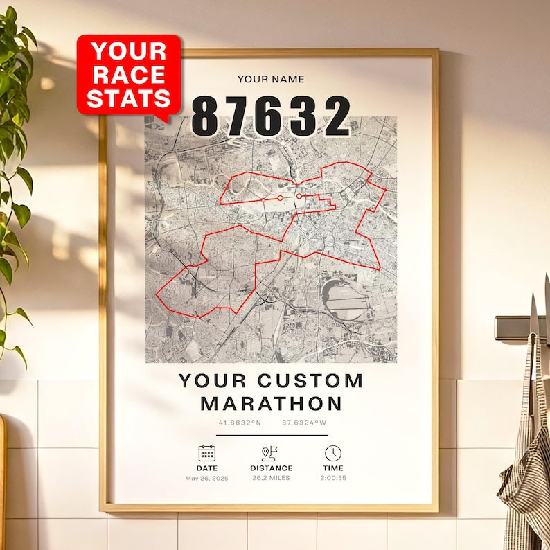 Personalized Marathon Map Print, Custom Route, Runner Gift